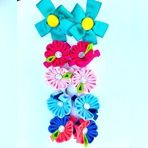 6 pair Bows for Girls Flowers Bows Elegant Bundle best OFFER Hair Bows